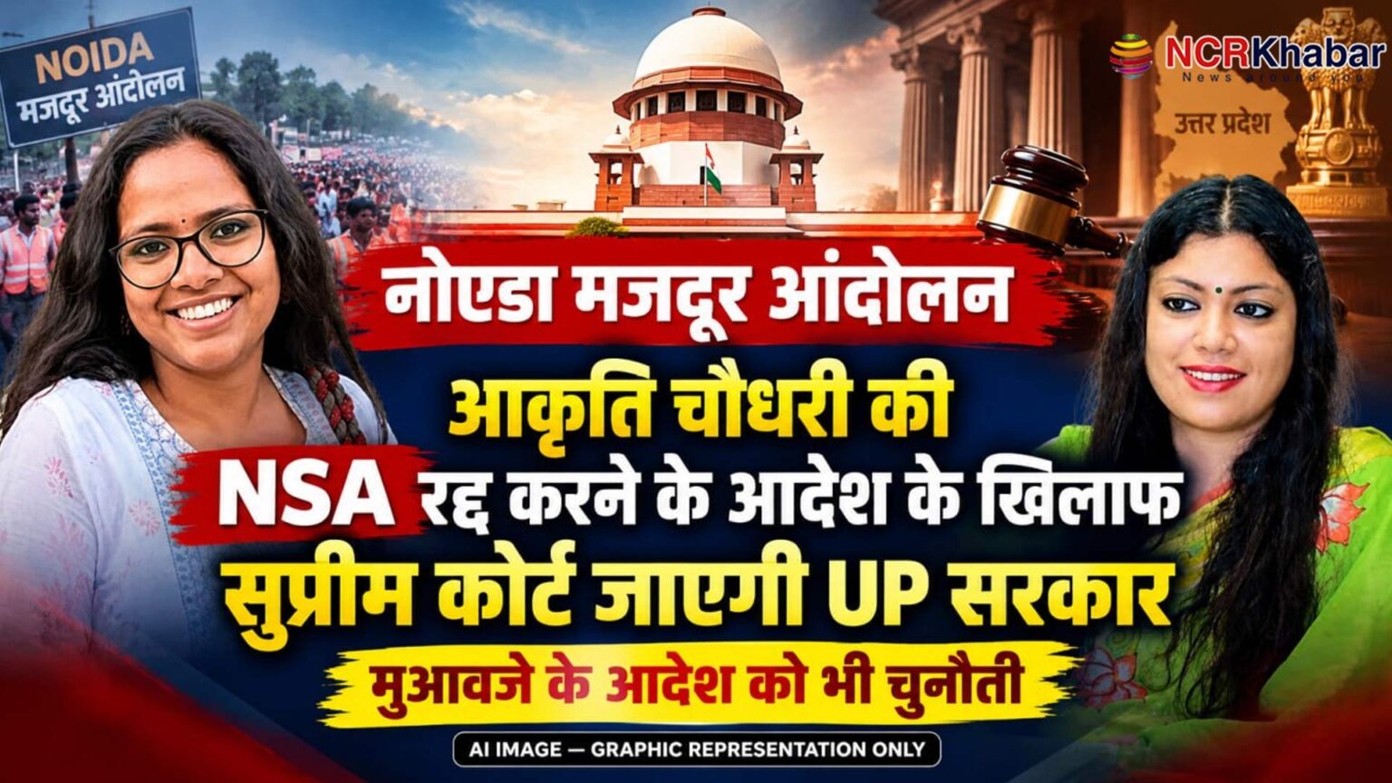 Noida Labour Protest: UP Government to move Supreme Court against the order revoking the NSA invoked against Aakriti Chaudhary and directing compensation to be paid from the DM's salary.